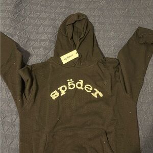 Sp5der World Wide Black Hoodie with VVS Rhinestone Size Medium